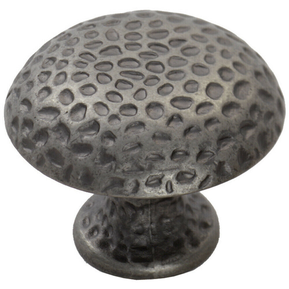 Loops Dimpled Mushroom Cupboard Door Knob 38Mm Dia Antique Steel Cabinet Handle
