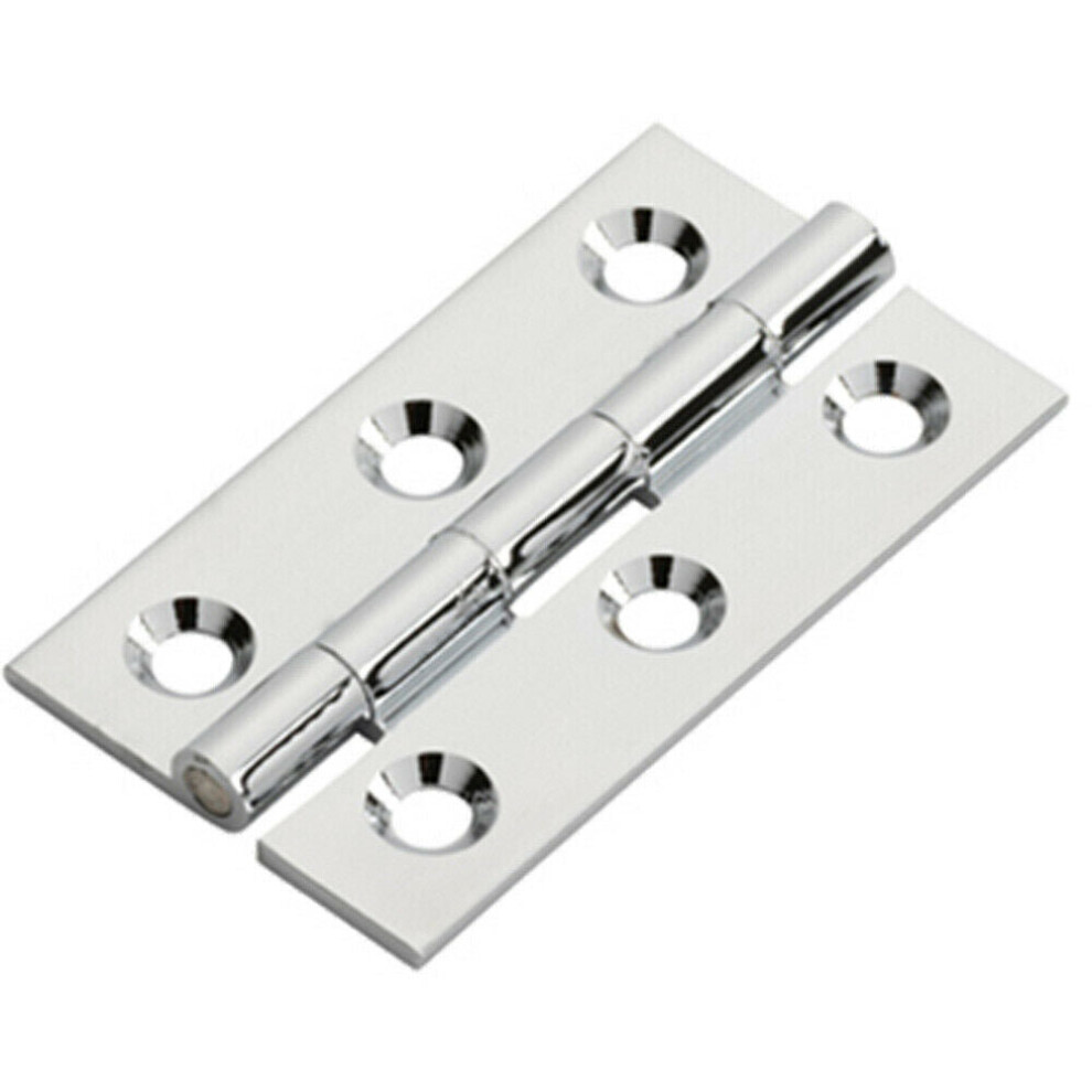 PAIR 50 x 28 x 1.5mm Cabinet Hinge Polished Chrome Small Cupboard Door