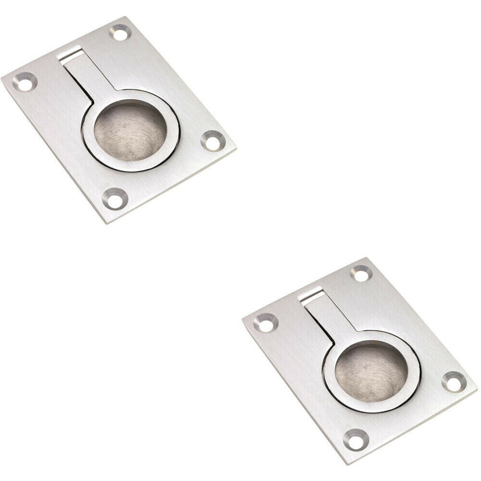 Loops 2X Flush Ring Recessed Pull Handle 63 X 48.5Mm 8.5Mm Depth Satin Chrome