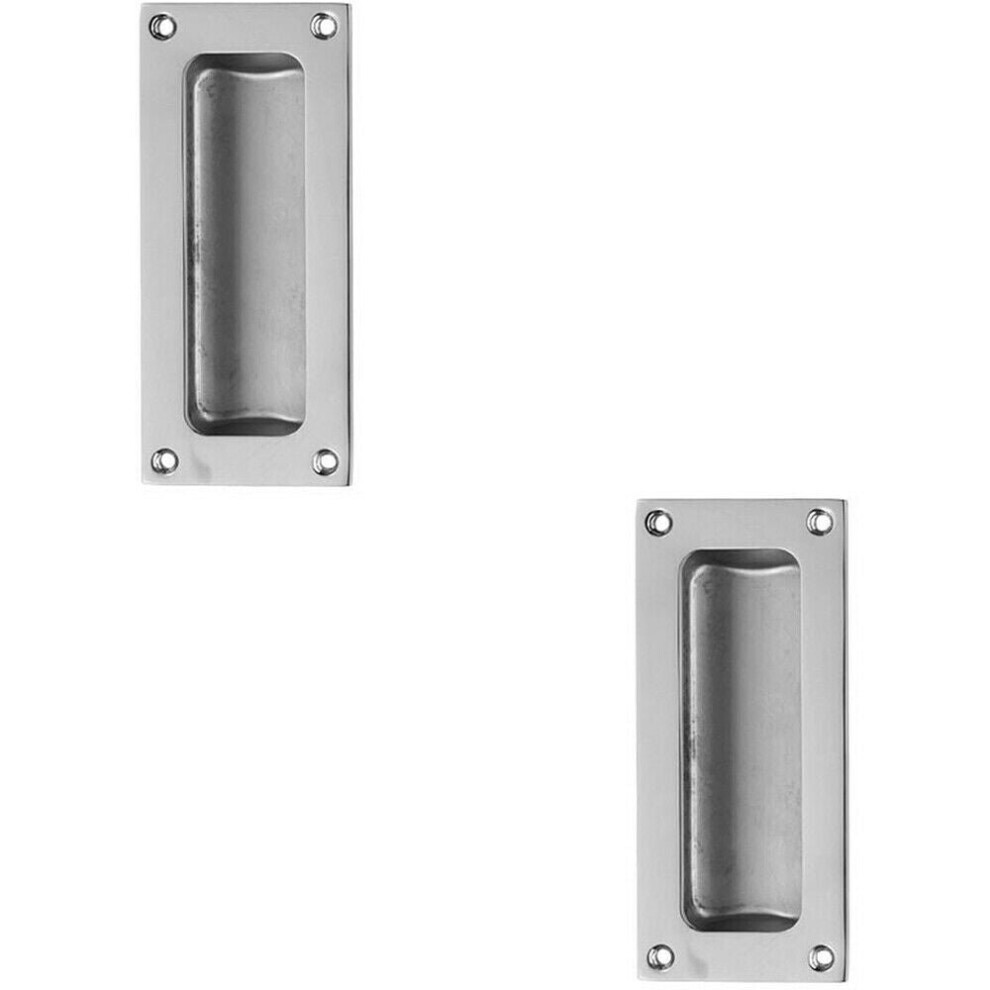 2X Recessed Sliding Door Flush Pull 102 X 45 10.5Mm Depth Polished Chrome 5056492589887