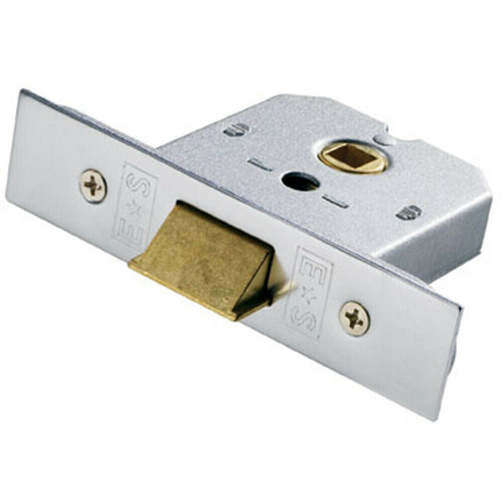 64mm Flat Mortice Door Security Latch Fire Door Rated Satin Chrome