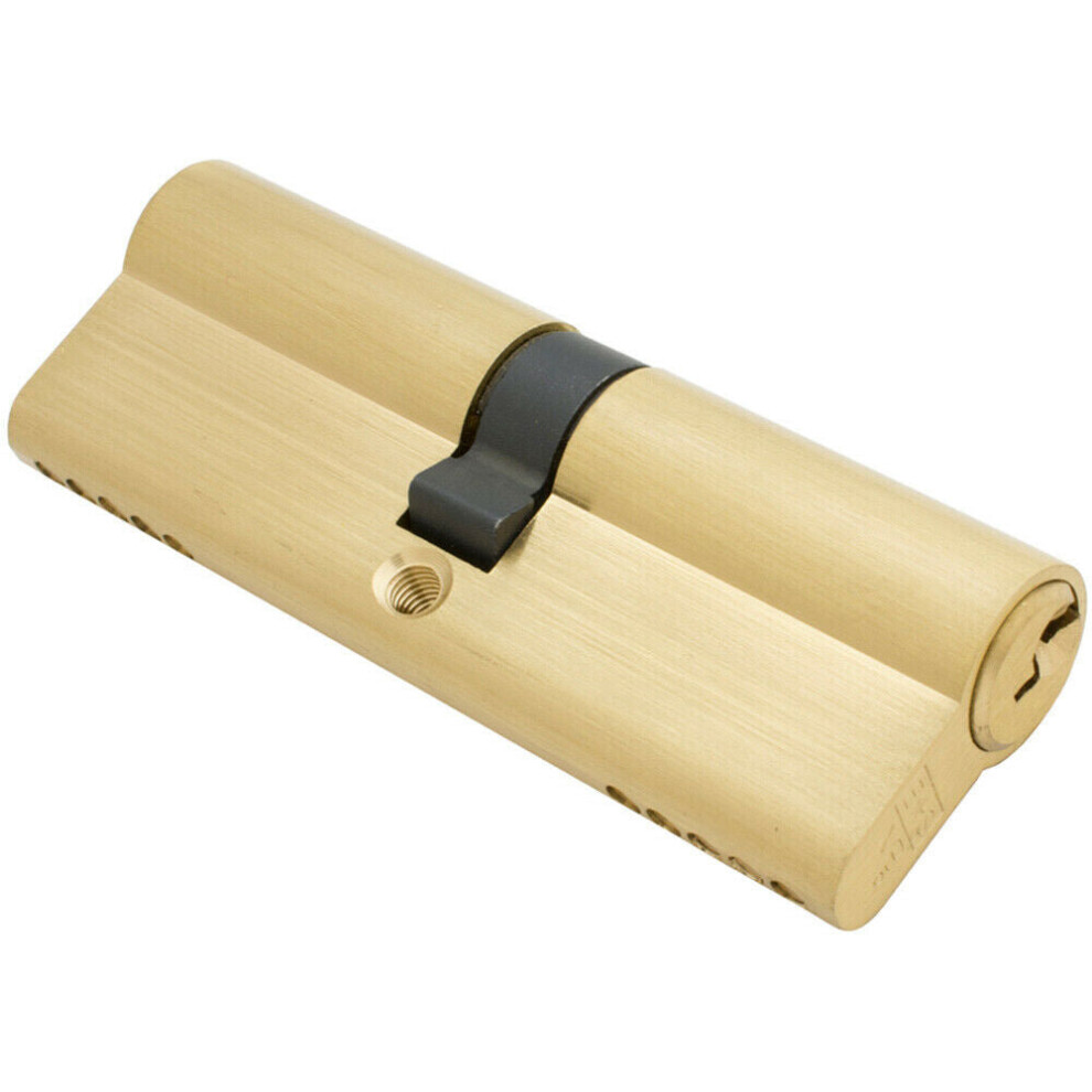 90Mm Euro Double Cylinder Lock Keyed To Differ 5 Pin Satin Brass Door 5056492568059