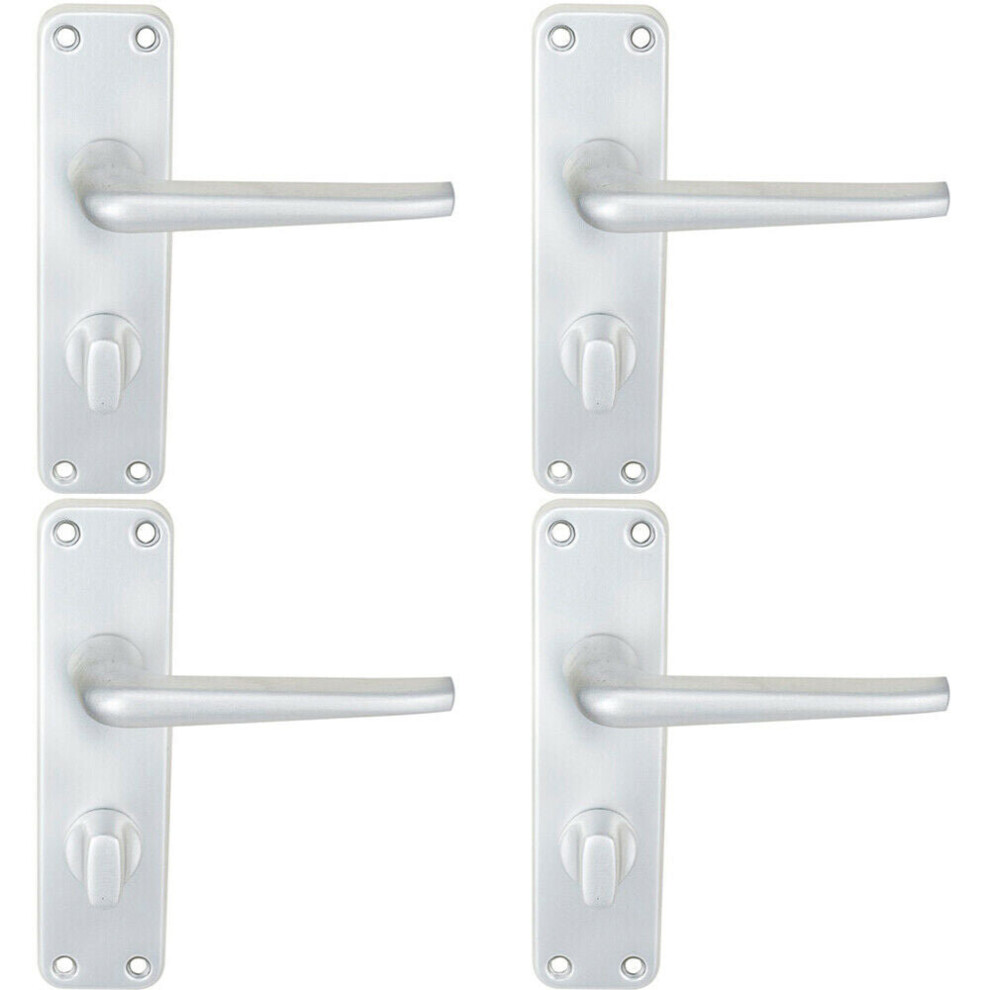 Loops 4X Pair Straight Tapered Lever On Bathroom Blackplate 152 X 41Mm Satin Aluminium