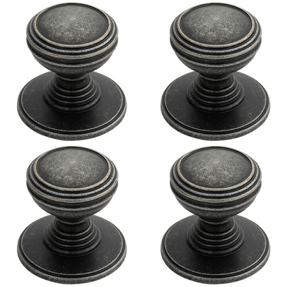 4X Ringed Tiered Cupboard Door Knob 30Mm Diameter Pewter Cabinet Handle 5056524204160