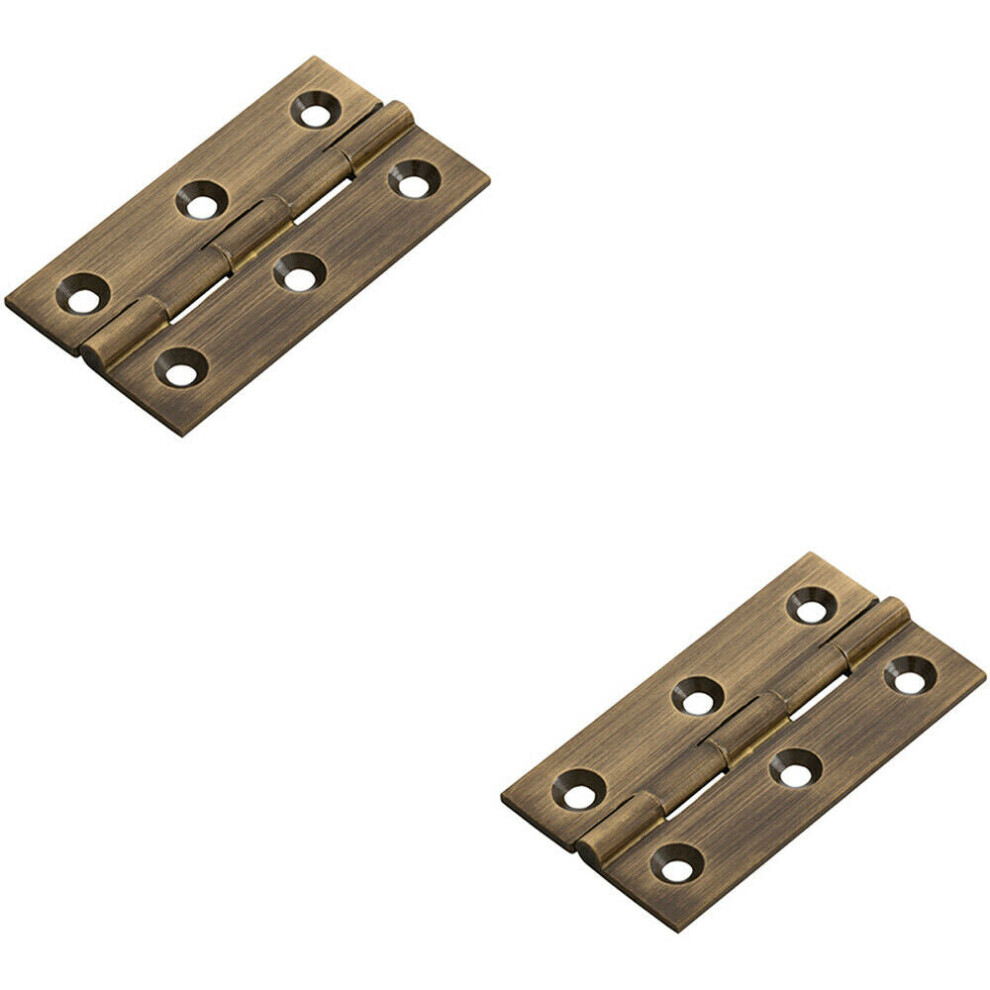 Loops 2X Pair 64 X 35 X 2Mm Cabinet Hinge Antique Brass Small Cupboard Door