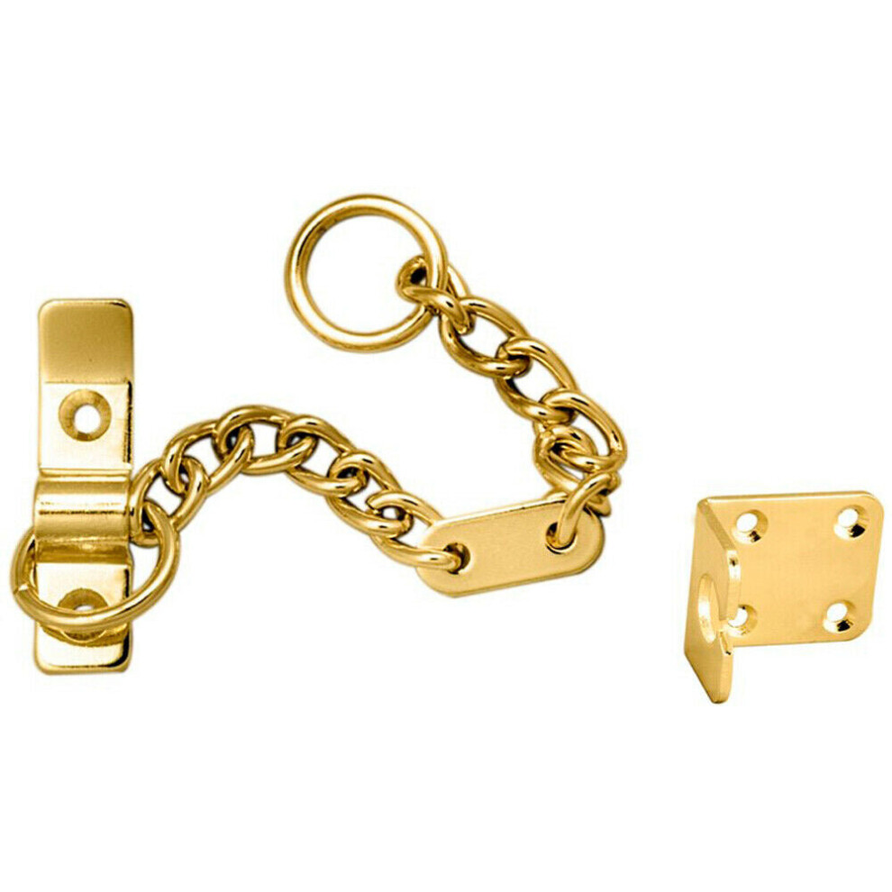 Loops Heavy Duty Door Security Chain 195.5Mm Length Electro Brassed Door Restrictor