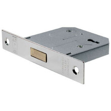 64mm 3 Lever BS Deadlock Square Forend Nickel Plated Door Security Latch