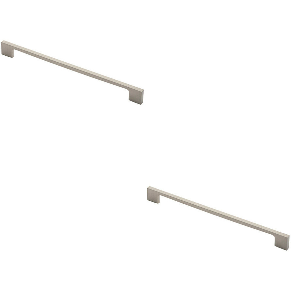 Loops 2X Slim D Shape Pull Handle 290 X 9Mm 256Mm Fixing Centres Satin Nickel