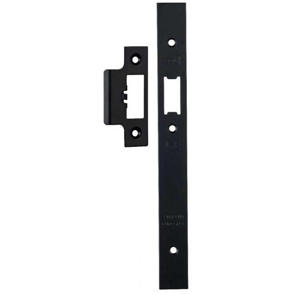 Loops Black Forend Strike & Fixing Pack Suitable For Din Security Latch Matt