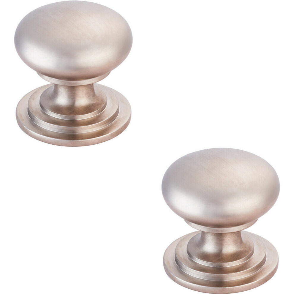 Loops 2X Victorian Round Cupboard Door Knob 38Mm Dia Satin Nickel Cabinet Handle