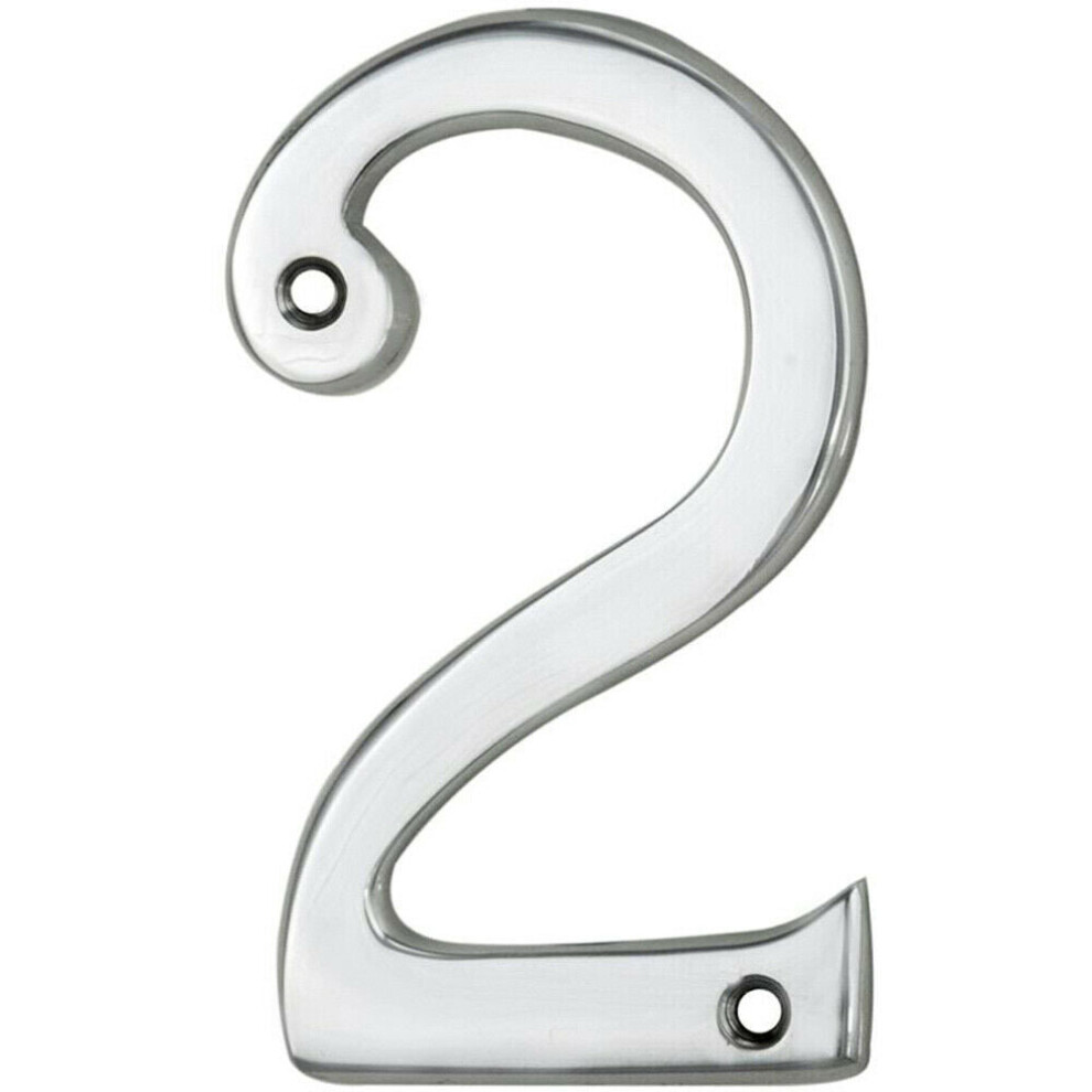 Loops Polished Chrome Door Number 2 75Mm Height 4Mm Depth House Numeral Plaque