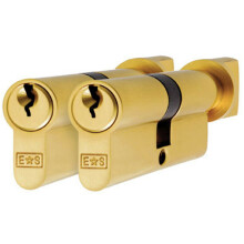 70mm EURO Cylinder & Thumbturn Lock Keyed to Differ 5 Pin Polished Brass