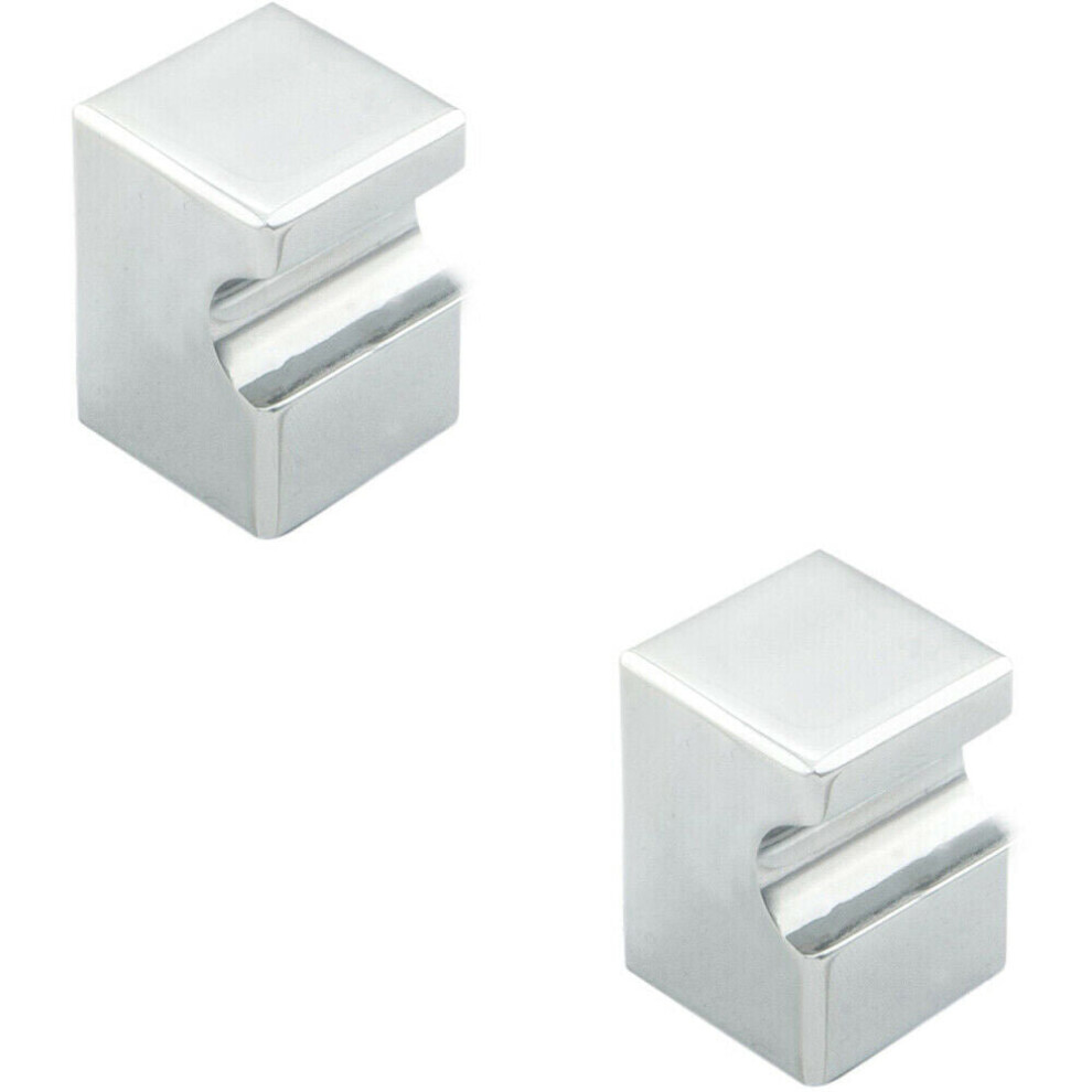 2x Square Cupboard Door Knob 18 x 18mm 25mm Projection Polished Chrome