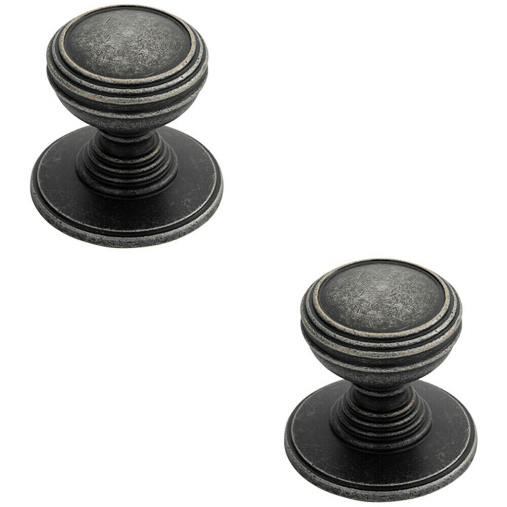 Loops 2X Ringed Tiered Cupboard Door Knob 30Mm Diameter Pewter Cabinet Handle