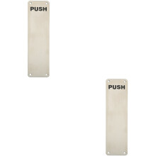 2x Push Engraved Door Finger Plate 300 x 75mm Satin Stainless Steel Push Plate