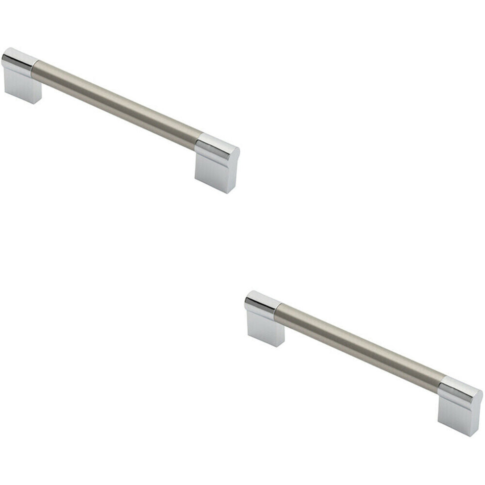 Loops 2X Keyhole Bar Pull Handle 172 X 14Mm 160Mm Fixing Centres Satin Nickel & Chrome