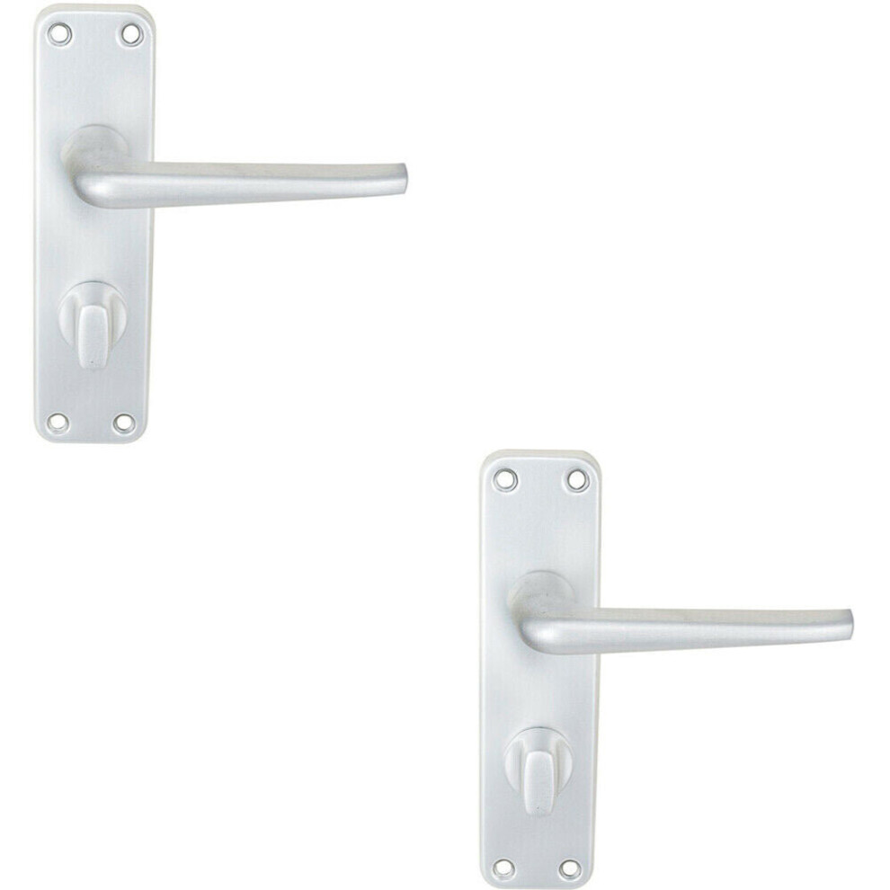 2x PAIR Straight Tapered Lever on Bathroom Blackplate 152 x 41mm Satin Aluminium