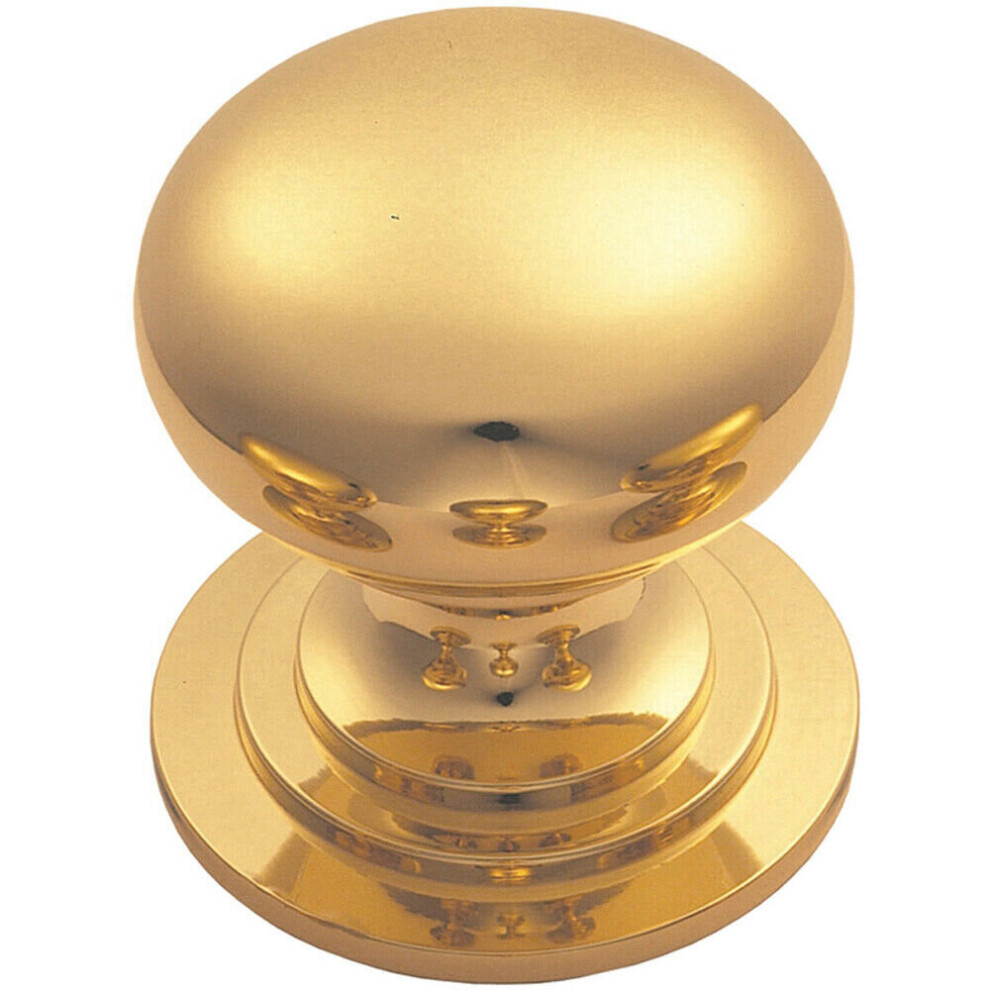Loops Victorian Round Cupboard Door Knob 32Mm Dia Polished Brass Cabinet Handle