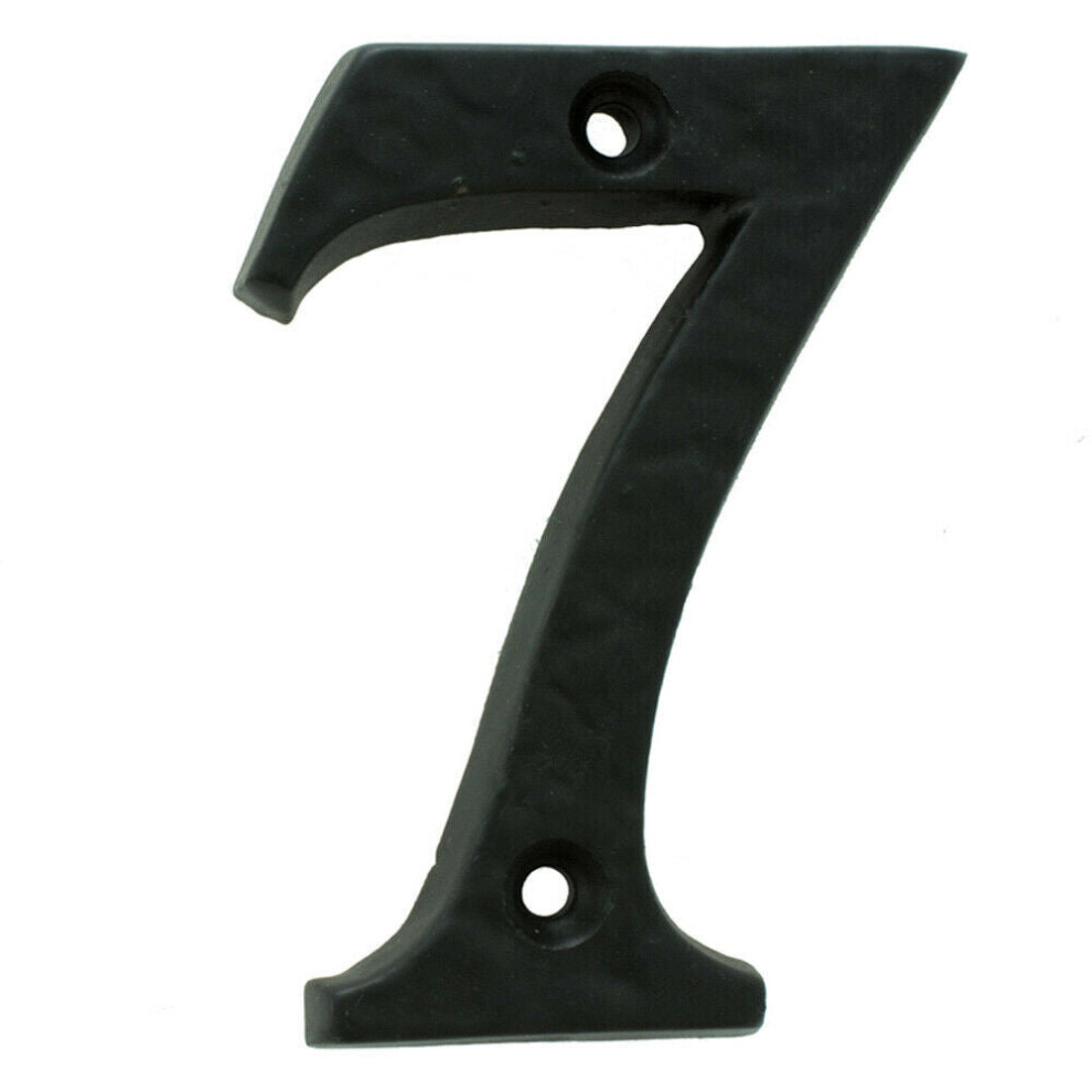 Black Antique Door Number 7 78mm Height 8mm Depth Iron Face Numeral Plaque