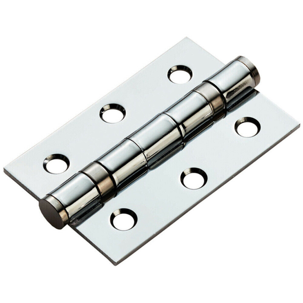 PAIR 76 x 51 x 2mm Ball Bearing Hinge Polished Chrome Interior Door