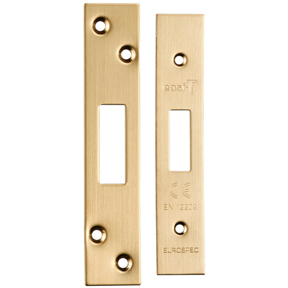Loops Square Forend Strike And Fixing Pack Suitable For Deadlocks Satin Brass