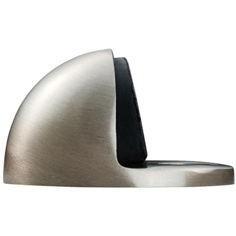 Floor mounted Oval Doorstop 44 x 22mm Satin Nickel Half Moon Stopper