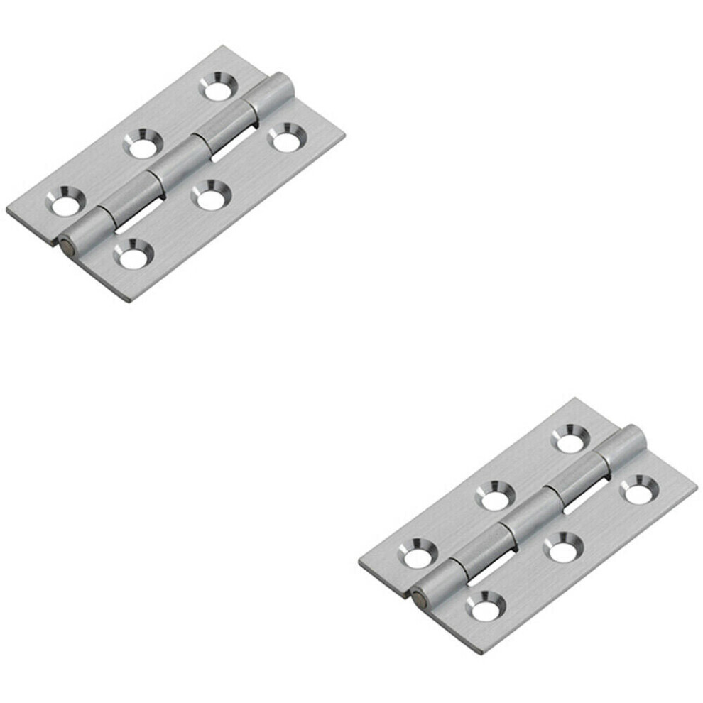 2X Pair 50 X 28 X 1.5Mm Cabinet Hinge Satin Chrome Small Cupboard Door 5056492587692