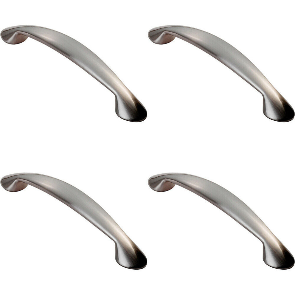 4x Flared Cabinet Pull Handle 165.5 x 23mm 128mm Fixing Centres Satin Nickel