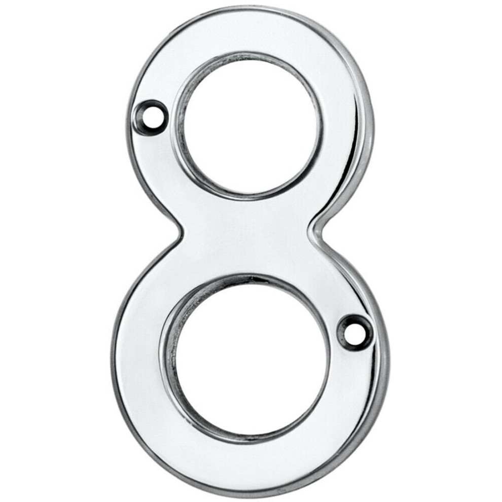 Loops Polished Chrome Door Number 8 75Mm Height 4Mm Depth House Numeral Plaque