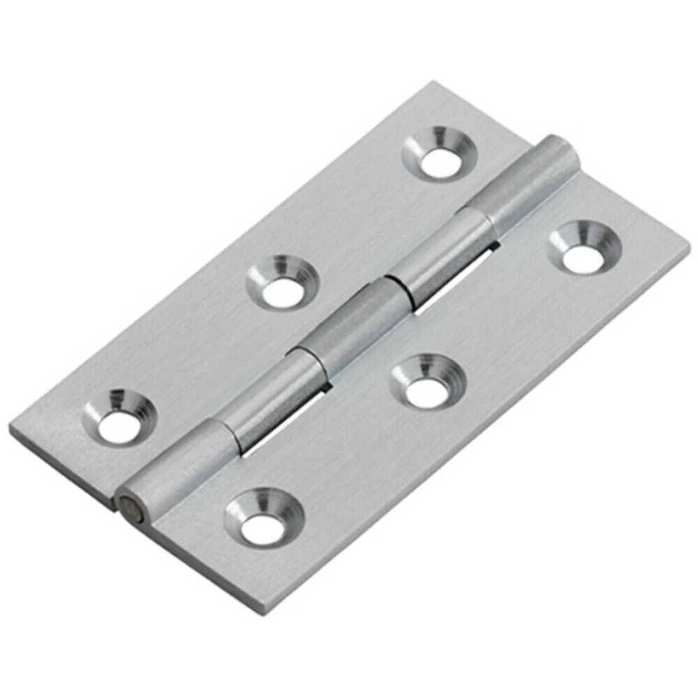 Loops Pair 64 X 35 X 2Mm Cabinet Hinge Satin Chrome Small Cupboard Door