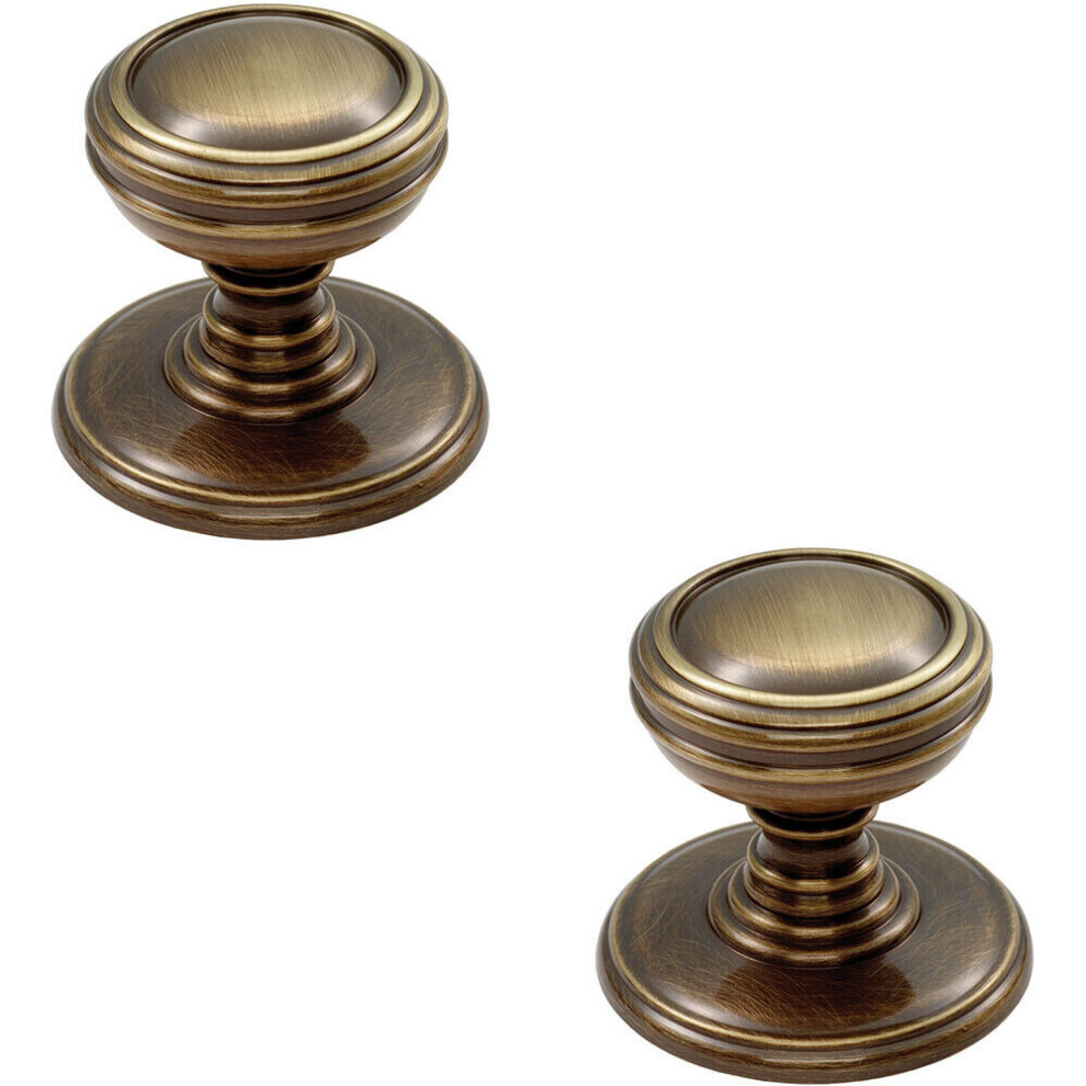 Loops 2X Ringed Tiered Cupboard Door Knob 30Mm Diameter Cabinet Handle Bronze