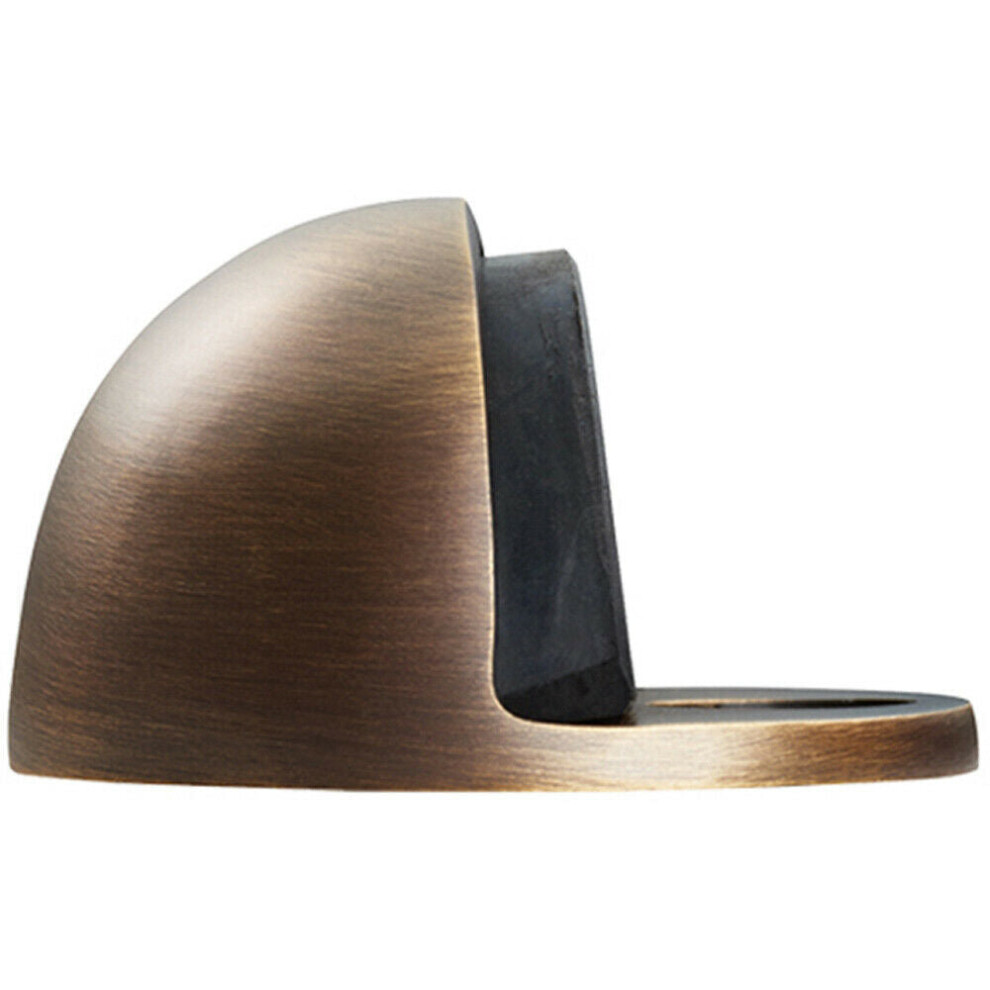 Loops Floor Mounted Oval Doorstop 44 X 22Mm Antique Brass Half Moon Stopper