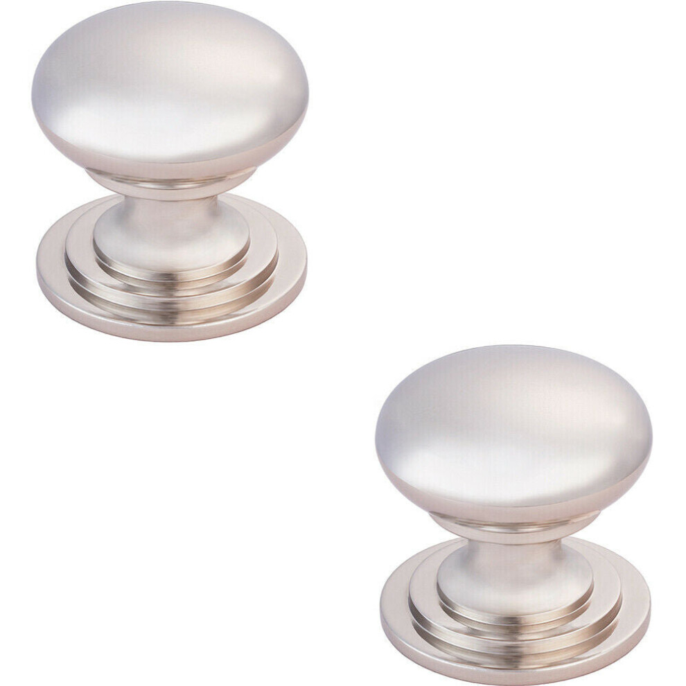 2X Victorian Round Cupboard Door Knob 38Mm Dia Polished Nickel Cabinet Handle 5056492589764