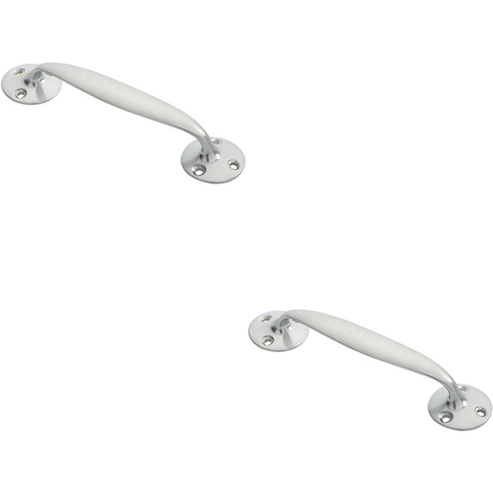 2X Victorian Bow Shaped Pull Handle 152Mm Length 32Mm Proj Satin Chrome