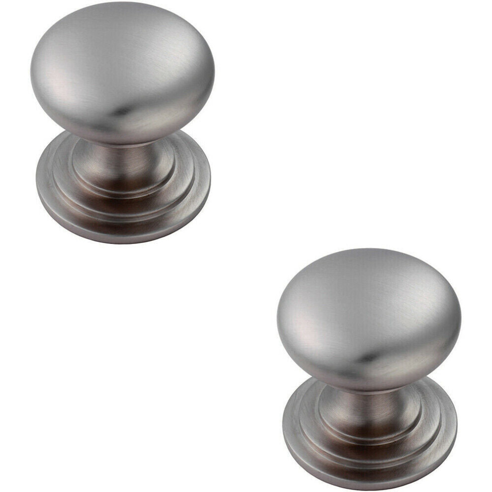 2x Victorian Round Cupboard Door Knob 38mm Dia Stainless Steel Cabinet Handle