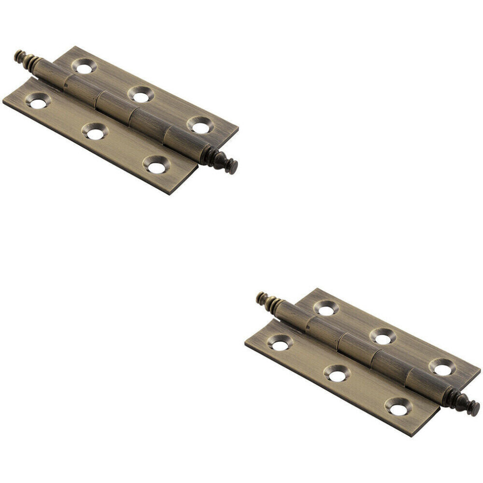 Loops 2X Pair 64 X 35 X 2Mm Finial Cabinet Hinge Antique Brass Decorative Cupboard
