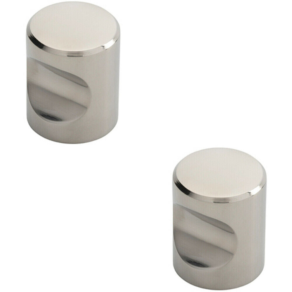 2X Cylindrical Cupboard Door Knob 25Mm Diameter Polished Stainless Steel Handle 5056492589931