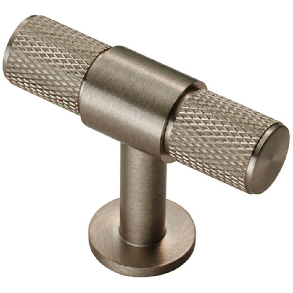 Loops Knurled Cupboard T Shape Pull Handle 50 X 13Mm Satin Nickel Cabinet Handle