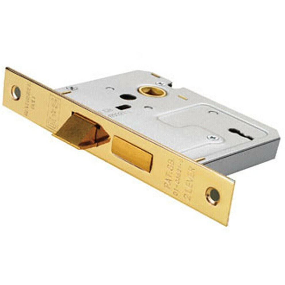 Loops 76Mm 3 Lever Contract Sashlock Square Forend Electro Brassed Door Latch