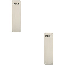 2x Pull Engraved Door Finger Plate 300 x 75mm Satin Stainless Steel Push Plate