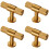 Loops 4x Knurled Cupboard T Shape Pull Handle 50 x 13mm Satin Brass Cabinet Handle 1