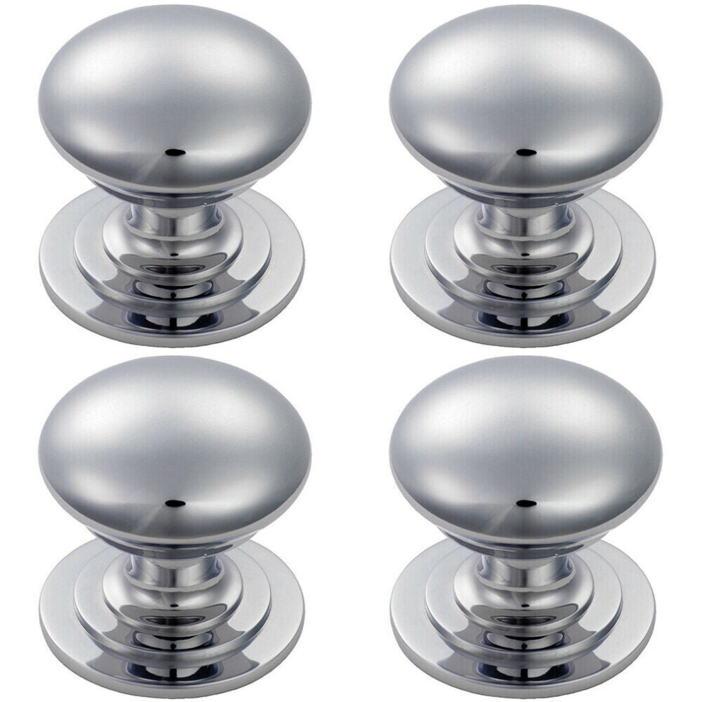 Loops 4X Victorian Round Cupboard Door Knob 32Mm Dia Polished Chrome Cabinet Handle