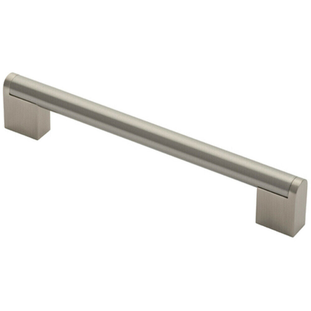 Loops Round Bar Pull Handle 200 X 14Mm 160Mm Fixing Centres Satin Nickel & Steel