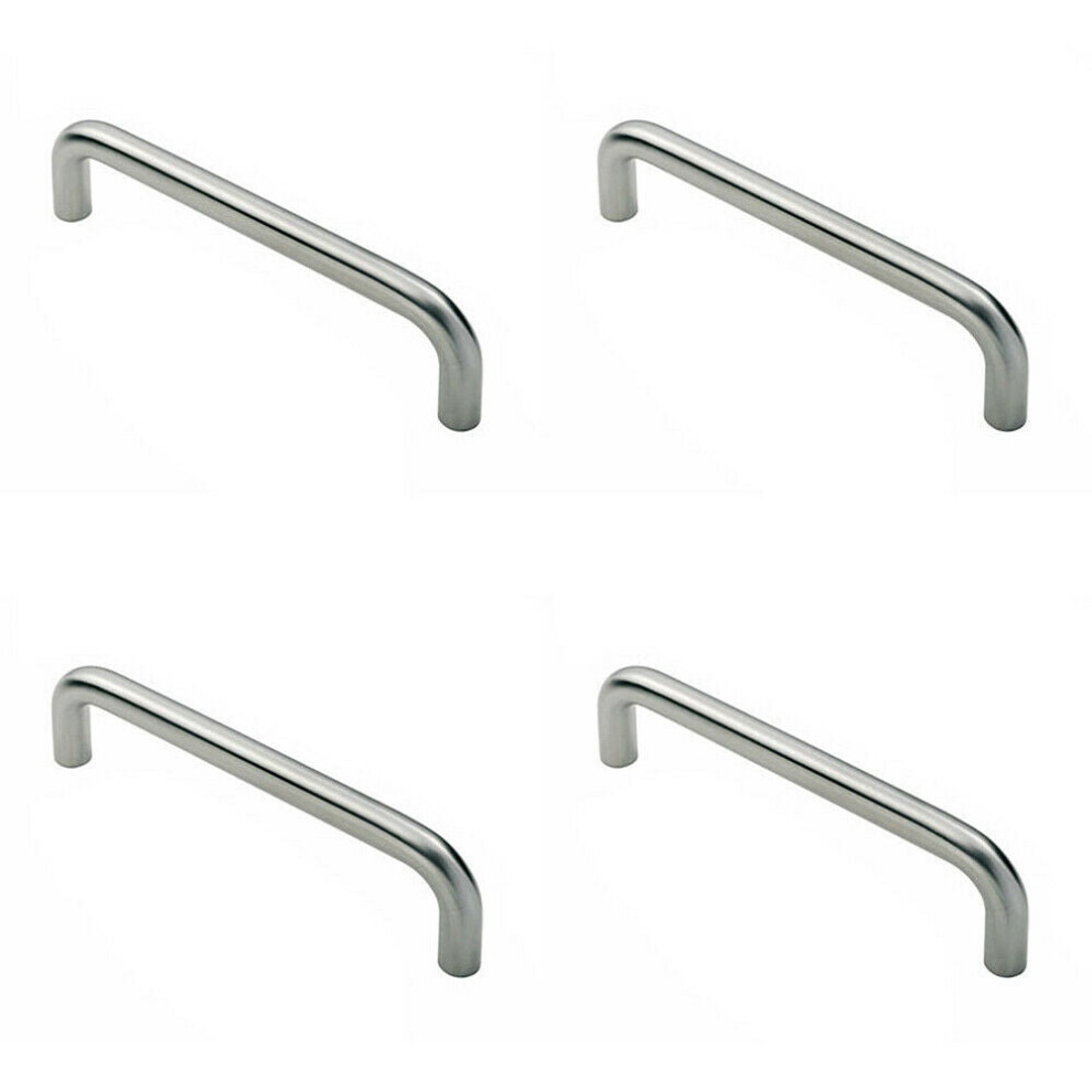 Loops 4X Round D Bar Pull Handle 469 X 19Mm 450Mm Fixing Centres Satin Steel
