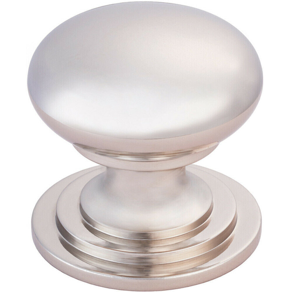 Loops Victorian Round Cupboard Door Knob 38Mm Dia Polished Nickel Cabinet Handle