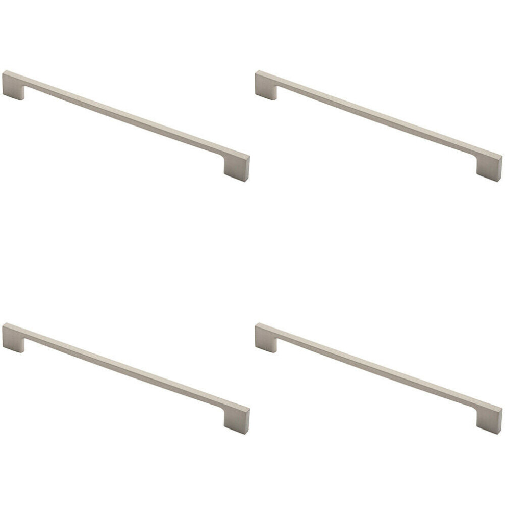 4x Slim D Shape Pull Handle 290 x 9mm 256mm Fixing Centres Satin Nickel