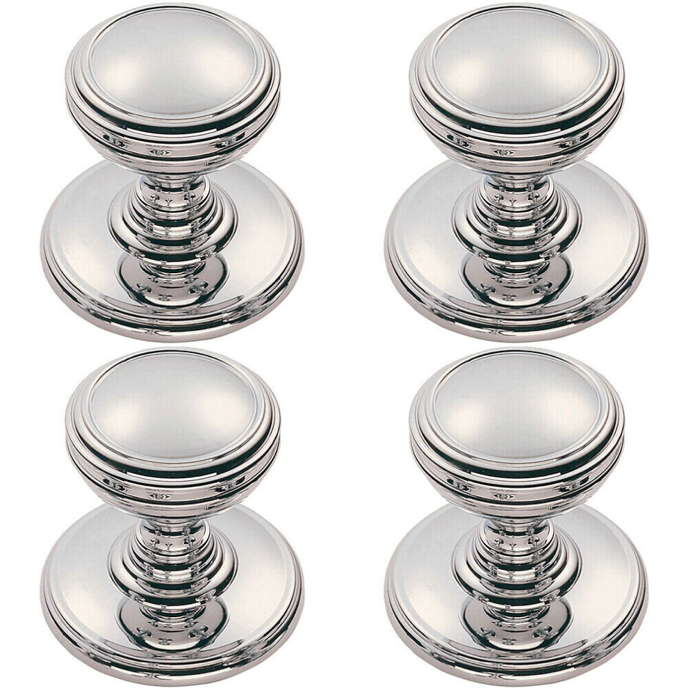 4x Ringed Tiered Cupboard Door Knob 30mm Diameter Polished Chrome Cabinet Handle