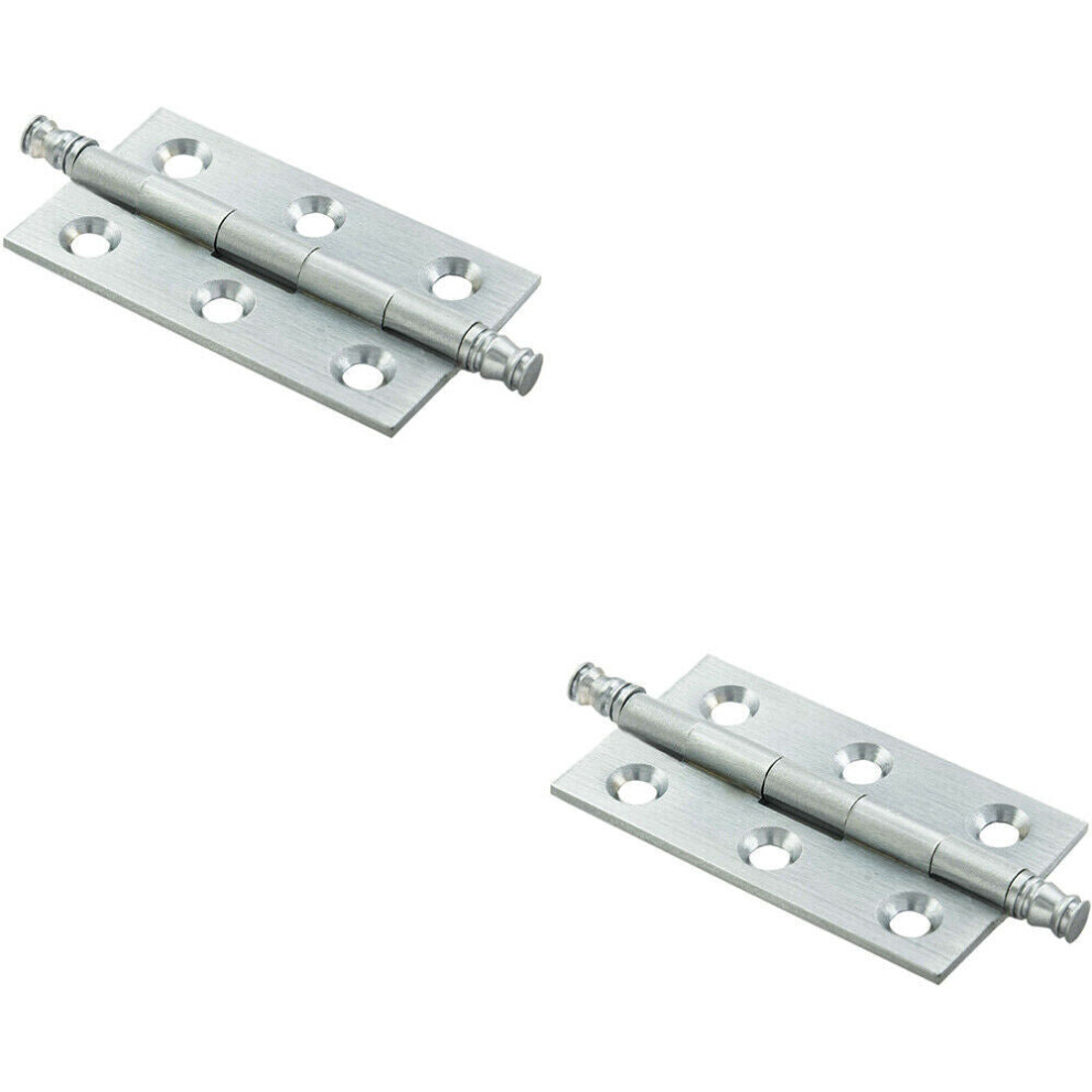 Loops 2X Pair 64 X 35 X 2Mm Finial Cabinet Hinge Satin Chrome Decorative Cupboard