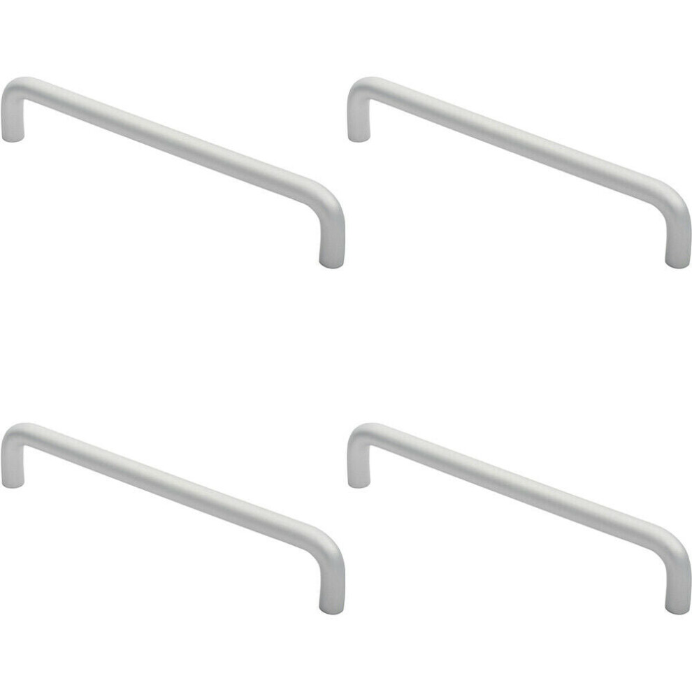 4x Rounded D Shaped Bar Handle 300 x 19mm Diameter Satin Anodised Aluminium
