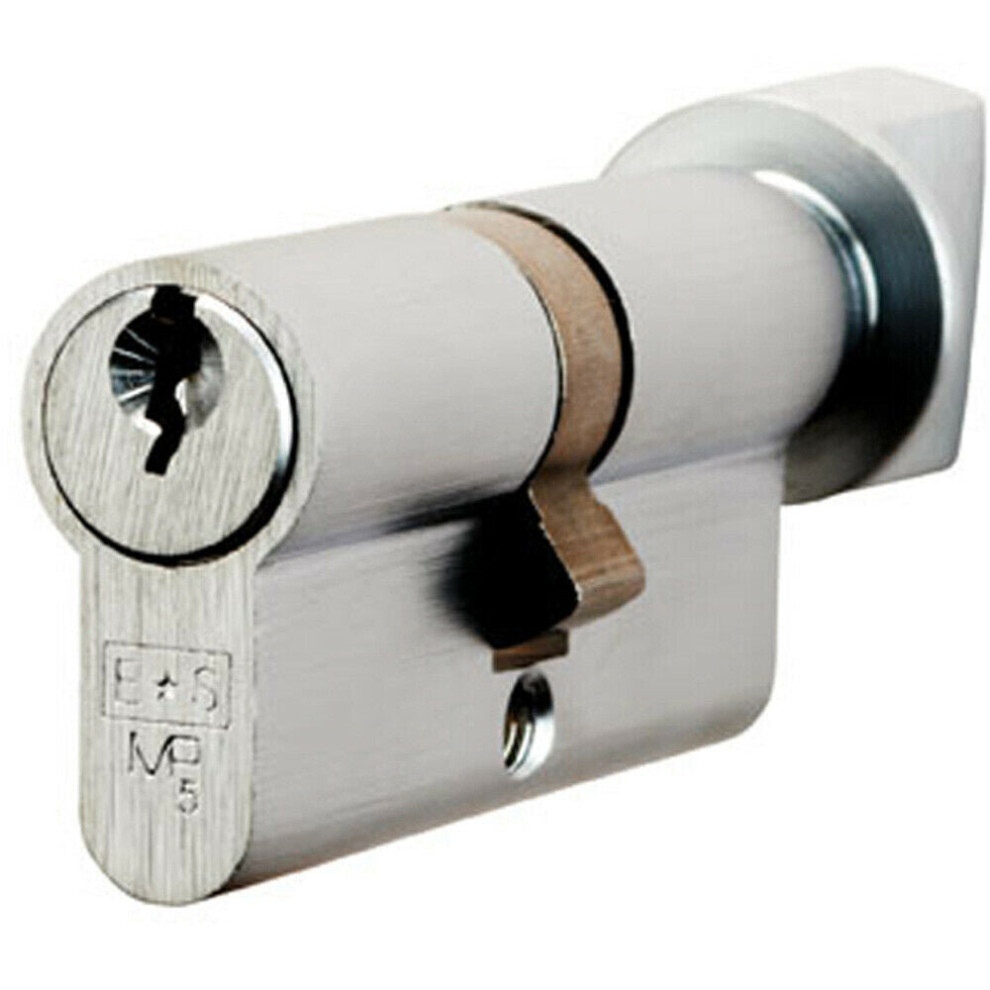 70Mm Euro Cylinder & Thumbturn Lock Keyed To Differ 5 Pin Satin Chrome 5056492568035
